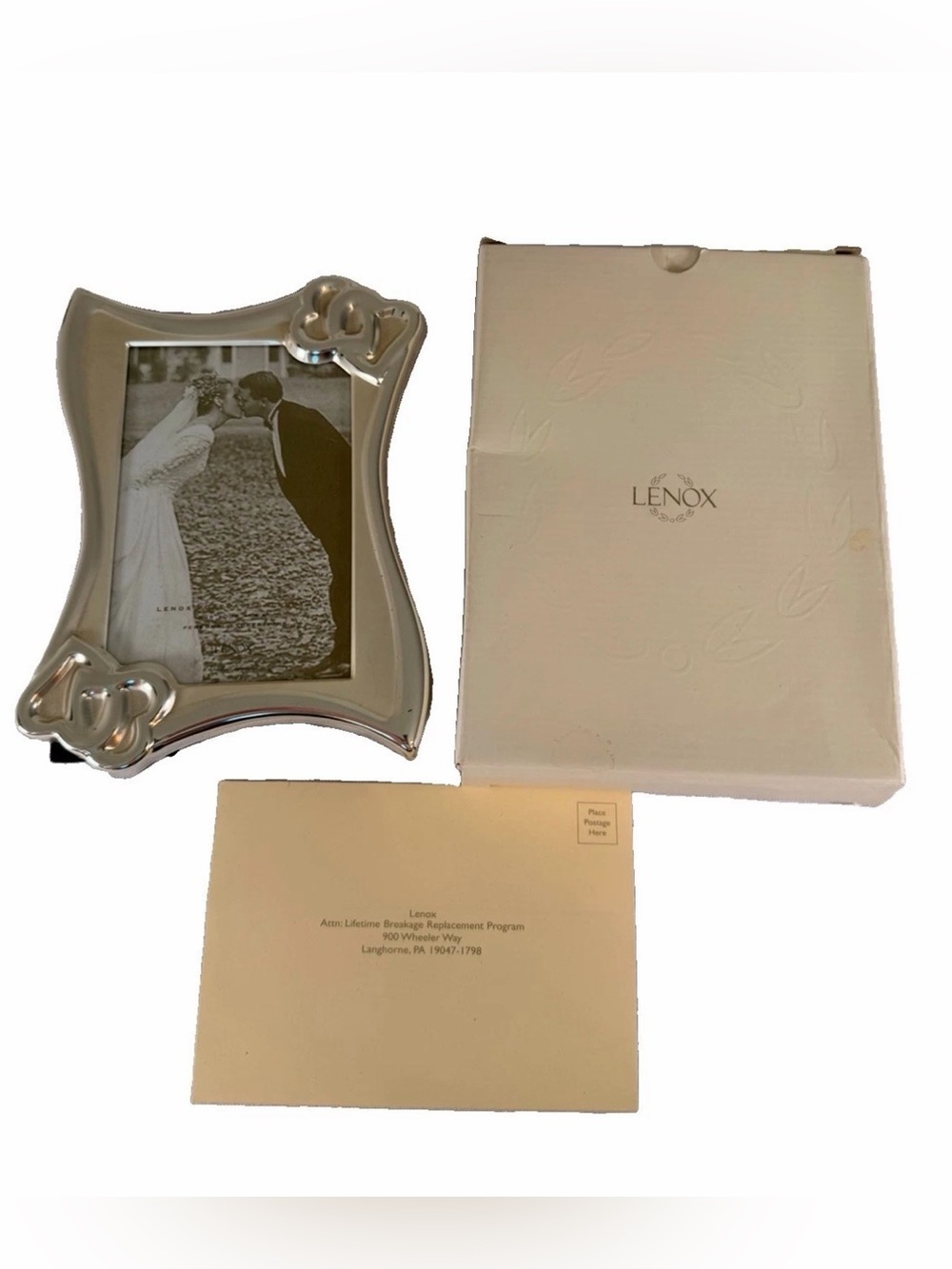 Lenox White Silver-Tone Wedding Promises 4x6 Frame Vintage